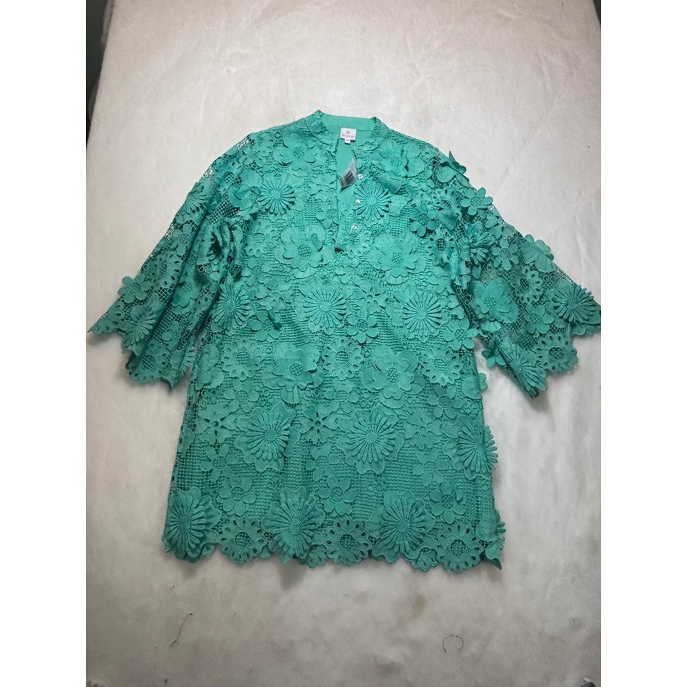 J‎ Marie Seraphina Teal Floral Guipure Lace Tunic Dress XS New JM4435-D Mandarin
